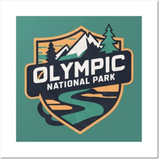 Olympic National Park Washington State Retro Emblem Posters and Art